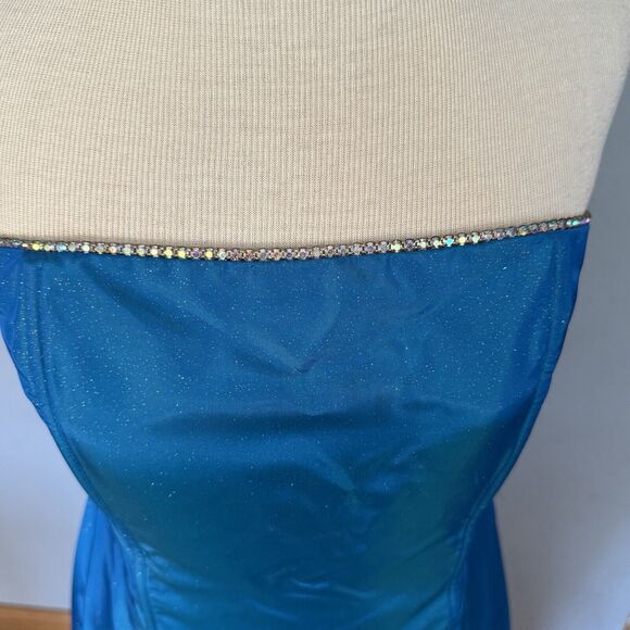 VTG Jessica Mcclintock Dress Sz 7 Formal Gunne Sax Blue Glitter Boning READ - Picture 9 of 16